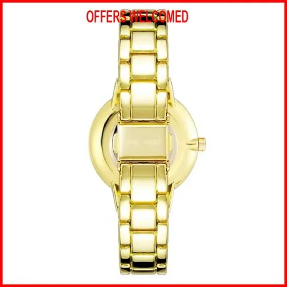 Gold-Tone Crystal Accent Watch, 36mm Case, Adjustable Bracelet